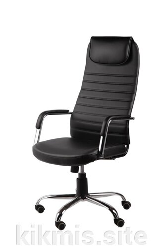 Компьютерное кресло руководителя Метро экокожа черный ПА хром