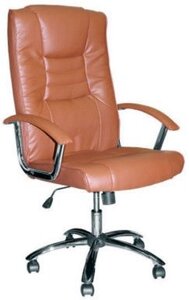 Кресло для персонала HLC-0555 L кожа+кож/зам , коричневое ДК