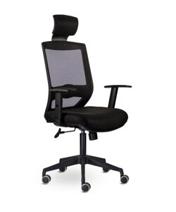 Кресло для персонала "Логос" сетка черная/ткань черная