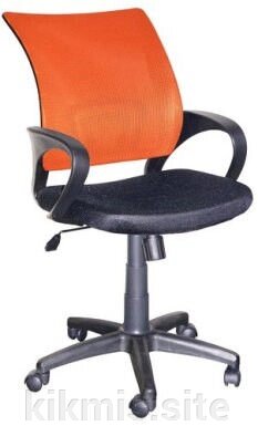 Кресло для персонала"Логос Т-526" сетка оранж. ткань черная ДК