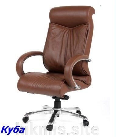 Кресло руководителя Куба эко кожа коричневая, мтг хром (CHAIRMAN 420)