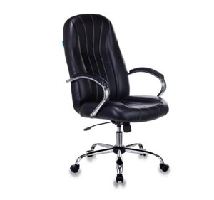 Офисное кресло руководителя «Сириус»СН 695) экокожа черная ТГ хром ИМ