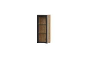 Шкаф навесной (со стеклом) SV-мебель Милан Дуб золотой/Черный