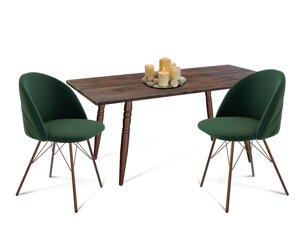 Стол со стульями SHT-DS117 лиственно-зеленый/медный/палисандр