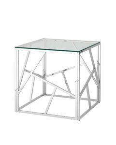 Журнальный столик Stool Group АРТ ДЕКО 55х55 Прозрачное стекло/Сталь серебро
