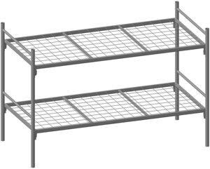 Кровать железная двухъярусная эконом-класса 2С-10-У2 для бытовок, вагончиков, вахтовиков, строителей, рабочих, общежития