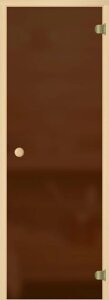 Дверь для бани АКМА Light Кноб 7х19 (матовая бронза, 6 мм, коробка осина, арт. 221A)