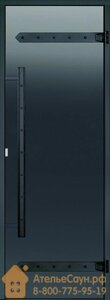 Дверь для сауны Harvia LEGEND 8х19 (стеклянная, серая, черная коробка сосна), D81902МL