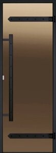 Дверь для сауны Harvia LEGEND 8х21 (стеклянная, бронза, черная коробка сосна), D82101МL