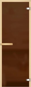 Дверь для сауны и бани АКМА Aspen M 6х18 (матовая бронза, 8 мм, коробка осина, арт. 243M)