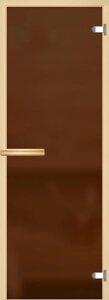 Дверь для сауны и бани АКМА Aspen M 7х18 (матовая бронза, 8 мм, коробка осина, арт. 264M)