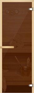 Дверь для сауны и бани АКМА Aspen M 7х20 (бронза, 8 мм, коробка осина, арт. 237M)