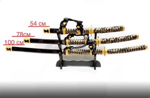 Самурайский меч "Золотой самурай" набор 3 в 1.