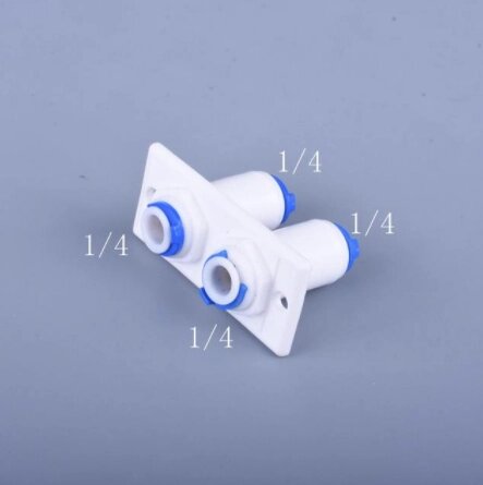 Фитинг прямой коннектор двойной на скобе (1/4" трубка - 1/4" трубка) от компании УфаФильтр, уфимская водоочистная компания - фото 1