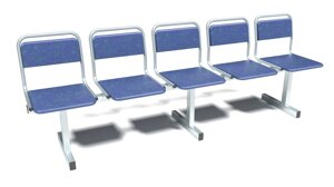 Секция стульев с мягкими сидениями и спинками 5-ти местная \разборная\ для раздевалок и зон ожидания