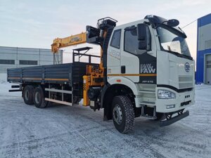 Кму FAW 3252 (6*6, двускат, евро-5) + soosan SCS736LII верх. упр. борт сталь 8,0м. спм