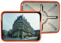 Зеркало сферическое прямоугольное с козырьком из нержавеющей стали 450x600 мм от компании ООО "Строительное оборудование" - фото 1