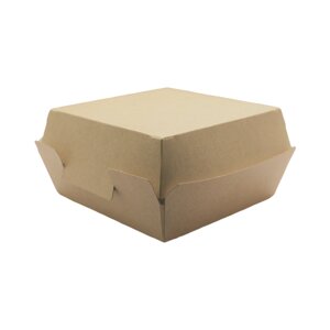 Бургер бокс одноразовый квадратный бумажный крафт 800 мл, 115x115x60 мм (300шт/кор)