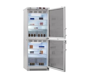 Холодильник фармацевтический двухкамерный ХФД-280 ПОЗИС с тонированной стеклянной и металлической дверью