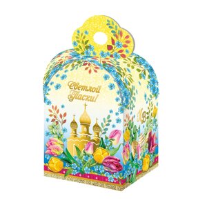 Коробка пасхальная «Собор и тюльпаны» для кулича, 750-800 гр (140шт/уп)
