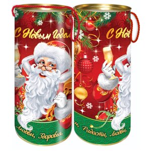 Новогодние подарочные тубы "дед мороз" 1500 гр