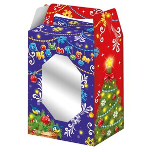Новогодняя упаковка "дм и снегурка", 1000 г, картонная подарочная коробка