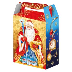 Новогодняя упаковка "открытка", 1000 гр, картонная подарочная коробка для конфет