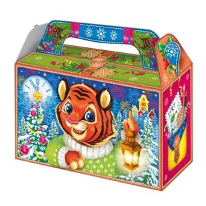 Новогодняя упаковка Улыбка, 500 г, 2022 год тигра, картонная подарочная коробка