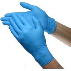Перчатки нитриловые смотр. н/с текстур. пальцах (3гр) MNFT002B30 голубые 100/1000, р. S