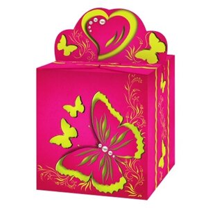 Подарочная упаковка Бабочка розовая, картонная коробка