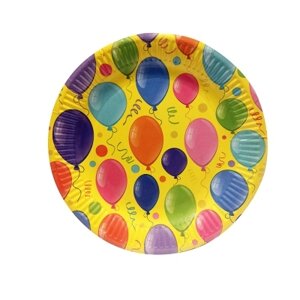 Тарелки бумажные Воздушные шарики желтые, 23 см