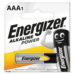 Батарейка ENERGIZER Alkaline Power, AAA (LR03, 24А), алкалиновая, мизинчиковая, 1 шт., в блистере (отрывной блок)