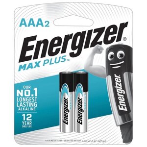 Батарейки КОМПЛЕКТ 2 шт., ENERGIZER Max Plus, AAA (LR03, 24А), алкалиновые, мизинчиковые, блистер