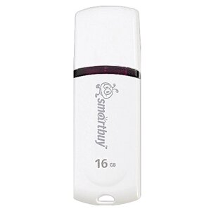 Флеш-диск 16 GB, smartbuy paean, USB 2.0, белый, SB16GBPN-W