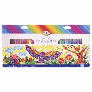 Фломастеры ГАММА Классические, 36 цветов, вентилируемый колпачок, картонная упаковка, 180319_14