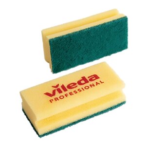 Губки VILEDA Виледа, комплект 10 шт., для любых поверхностей, желтые, зеленый абразив, 7х15 см