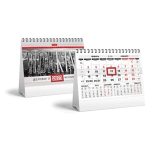 Календарь-домик настольный на гребне с бегунком 2023 г., 160х105 мм, Красно-черный, HATBER, 12КД6гр_27695