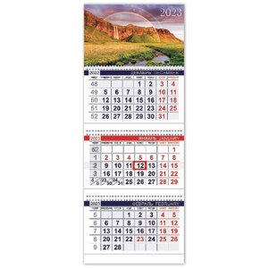 Календарь квартальный с бегунком 2023 г., 3 блока, 3 гребня, ОФИС, Великолепие природы, HATBER, 3Кв3гр3_27063