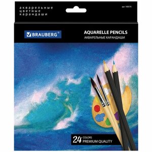Карандаши цветные акварельные BRAUBERG Artist line, 24 цвета, заточенные, высшее качество, 180570