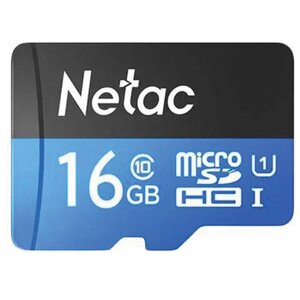 Карта памяти microsdhc 16 гб NETAC P500 standard, UHS-I U1,80 мб/с (class 10), адаптер, NT02P500STN-016G-R