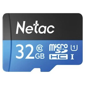 Карта памяти microsdhc 32 гб NETAC P500 standard, UHS-I U1, 80 мб/с (class 10), адаптер, NT02P500STN-032G-R