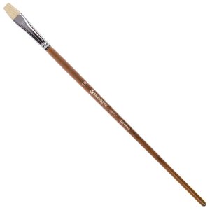 Кисть художественная профессиональная BRAUBERG ART CLASSIC, щетина, плоская,10, длинная ручка