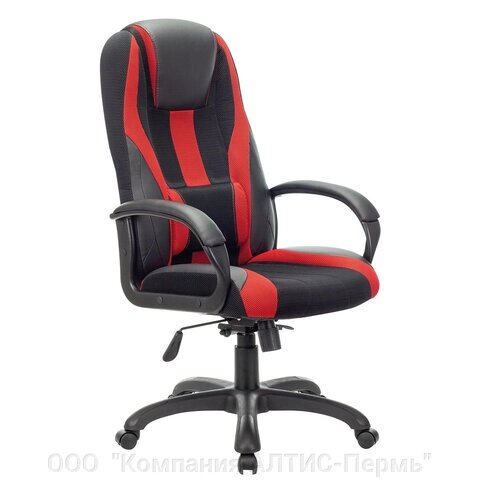 Кресло компьютерное BRABIX PREMIUM Rapid GM-102, экокожа/ткань, черное/красное, 532107