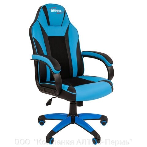 Кресло компьютерное BRABIX Tanto GM-171, TW/экокожа, черное/голубое, 532575