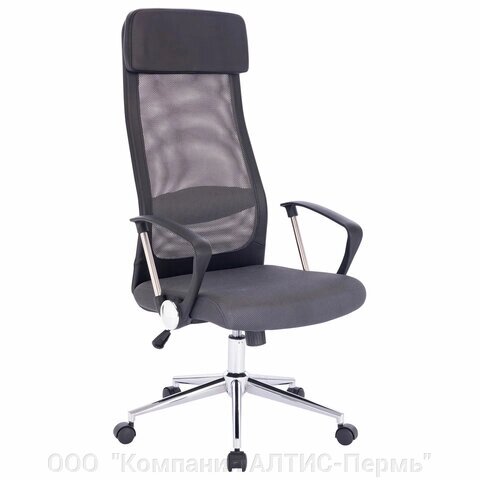 Кресло офисное BRABIX Flight R EX-541, хром, ткань TW, сетка, черное/серое, 532518