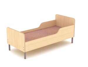 Кровать на металлических ножках с двумя бортиками 1232*632*600 древесный цвет - бук, клен