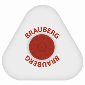 Ластик BRAUBERG Universal, 45х45х10 мм, белый, треугольный, красный пластиковый держатель, 222473