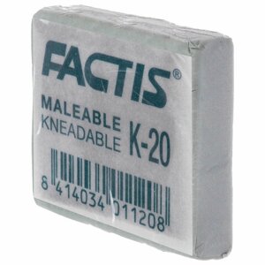 Ластик-клячка художественный FACTIS K 20, 37х29х10 мм, супермягкий, серый, CCFK20