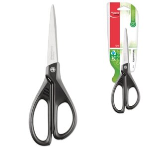 Ножницы MAPED Essentials Green, 210 мм, черные, эргономичные ручки, картонная упаковка с европодвесом, 468110
