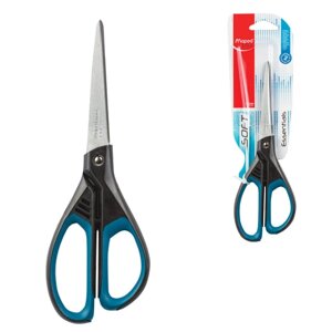 Ножницы MAPED Essentials Soft, 210 мм, прорезиненные ручки, черно-синие, европодвес, 468310